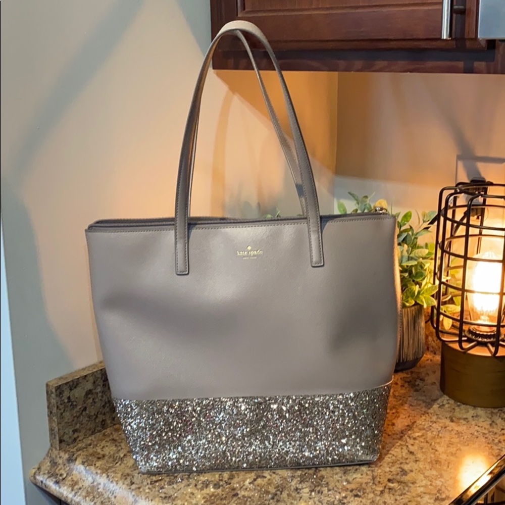 Kate Spade Greta Court Glitter Purse, grey
